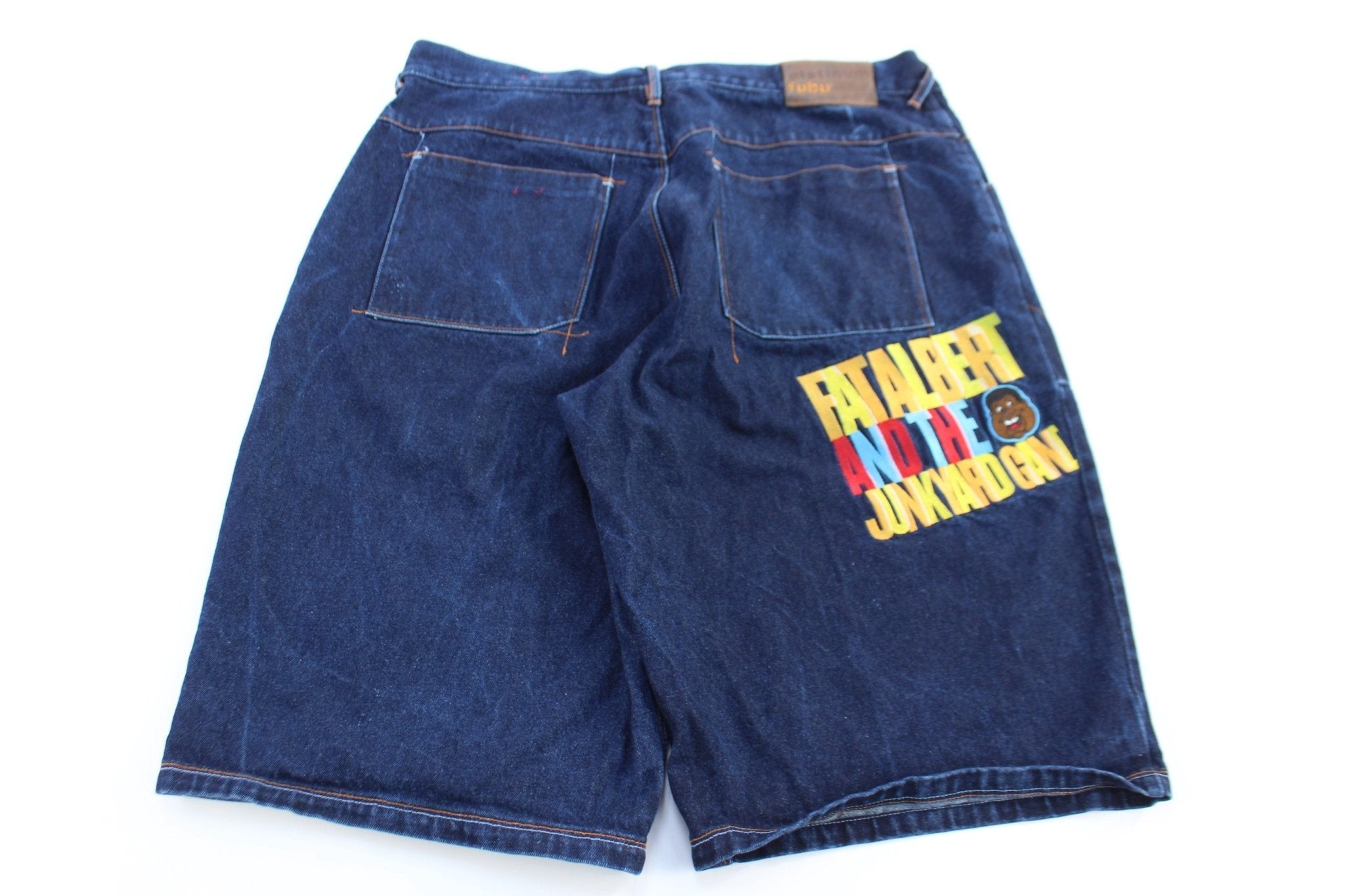 Platinum Fubu Dark Wash Denim Shorts - ThriftedThreads.com