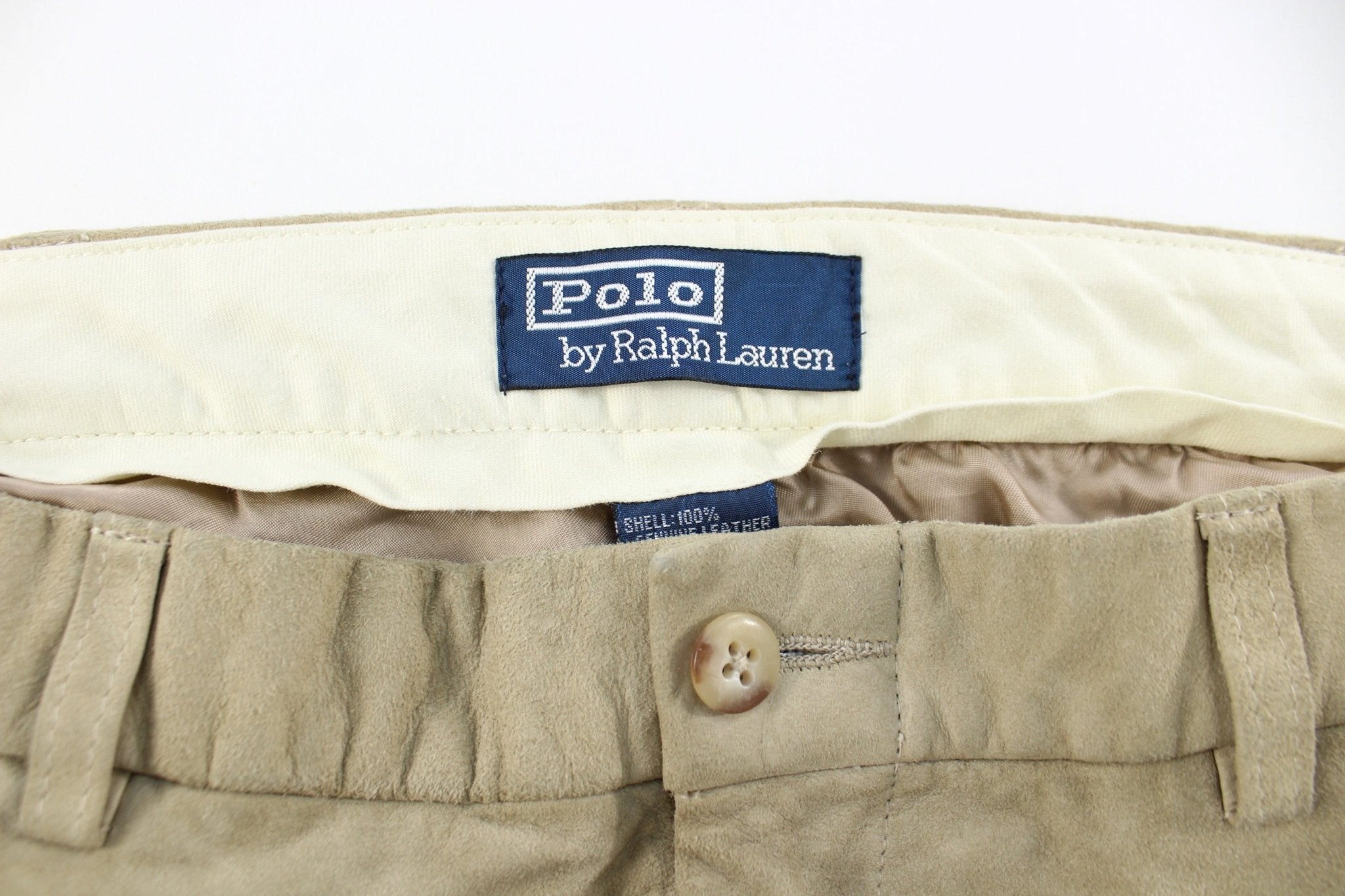 Polo by Ralph Lauren Beige leather suede Pants - ThriftedThreads.com