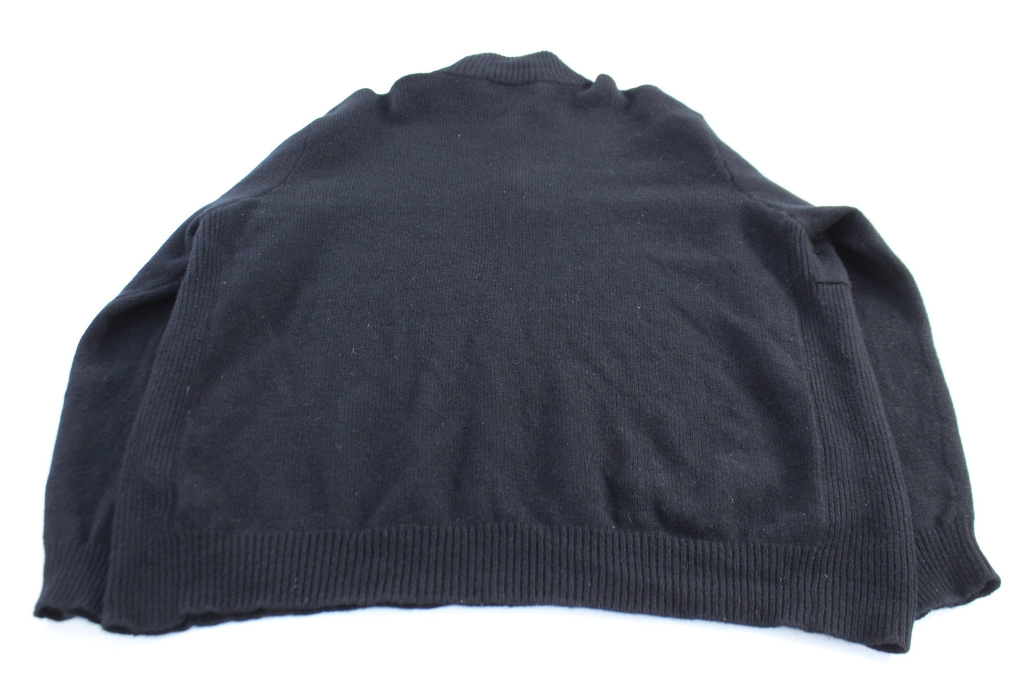 Polo by Ralph Lauren Black Lambswool Quarter Zip Sweater - ThriftedThreads.com