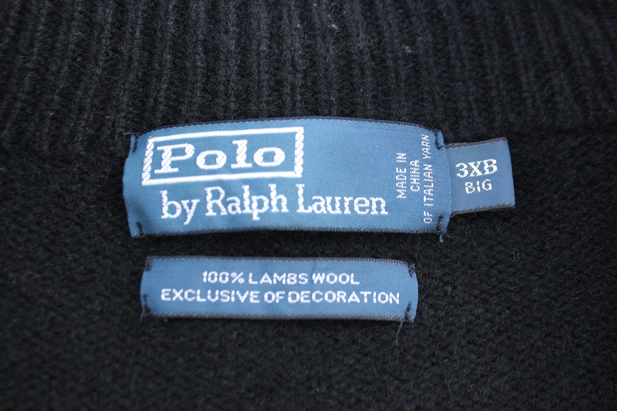 Polo by Ralph Lauren Black Lambswool Quarter Zip Sweater - Sweater - Thrifted Threads