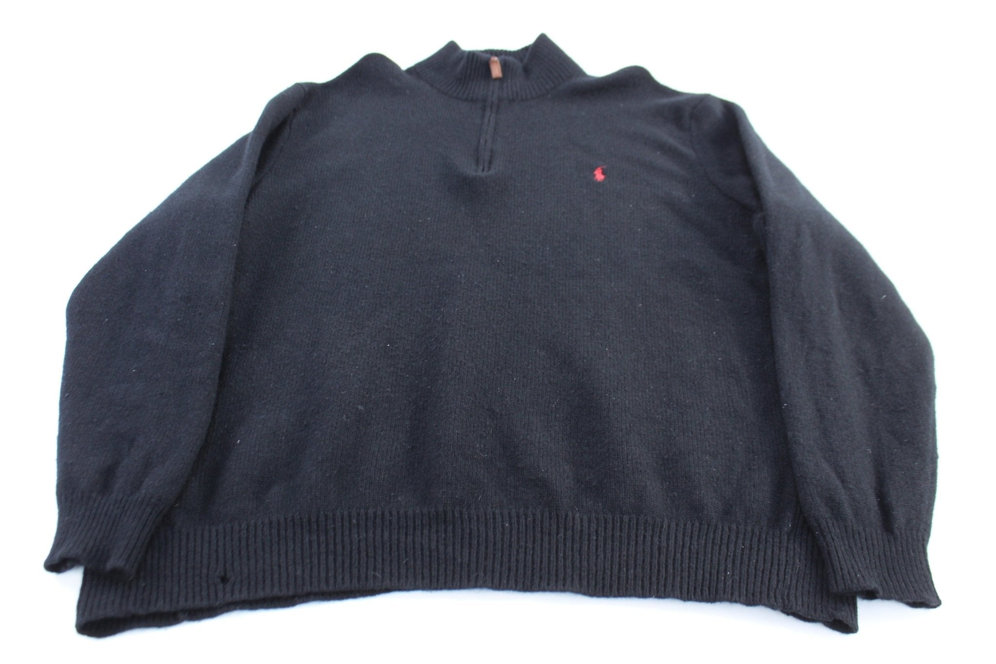 Polo by Ralph Lauren Black Lambswool Quarter Zip Sweater - Sweater - Thrifted Threads