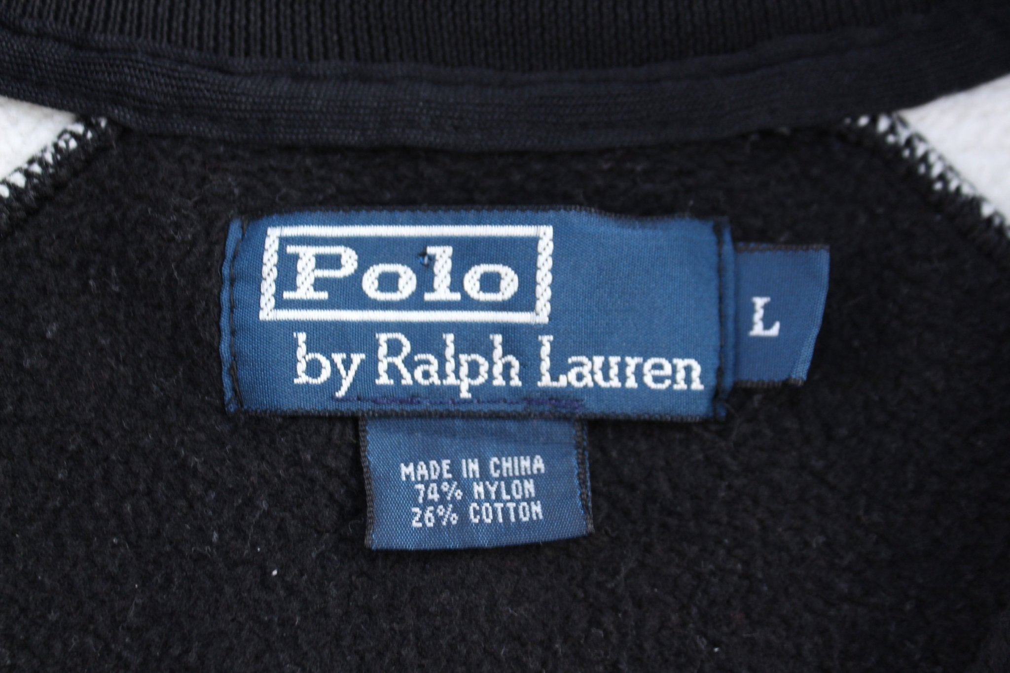 Polo by Ralph Lauren Black & White Track Jacket - Jacket - Thrifted Threads