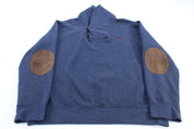 Polo by Ralph Lauren Blue Elbow Patch Pullover Sweater - ThriftedThreads.com