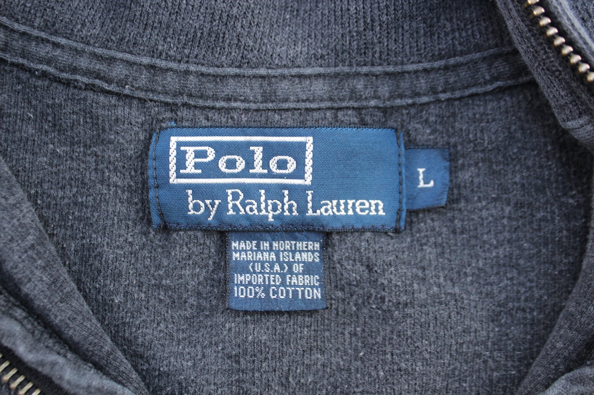 Polo by Ralph Lauren Dark Grey Quarter Zip Sweater - ThriftedThreads.com