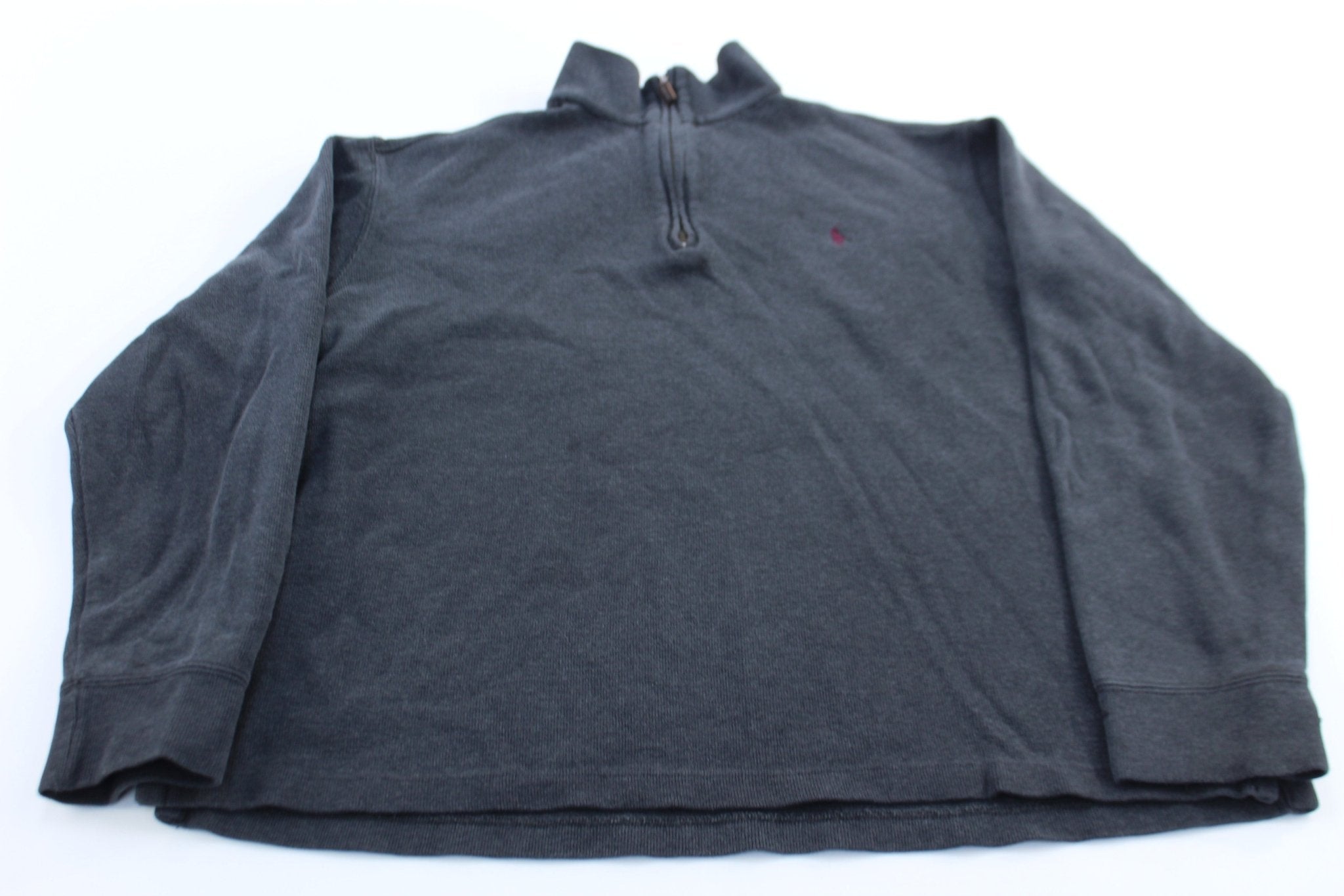 Polo by Ralph Lauren Dark Grey Quarter Zip Sweater - ThriftedThreads.com