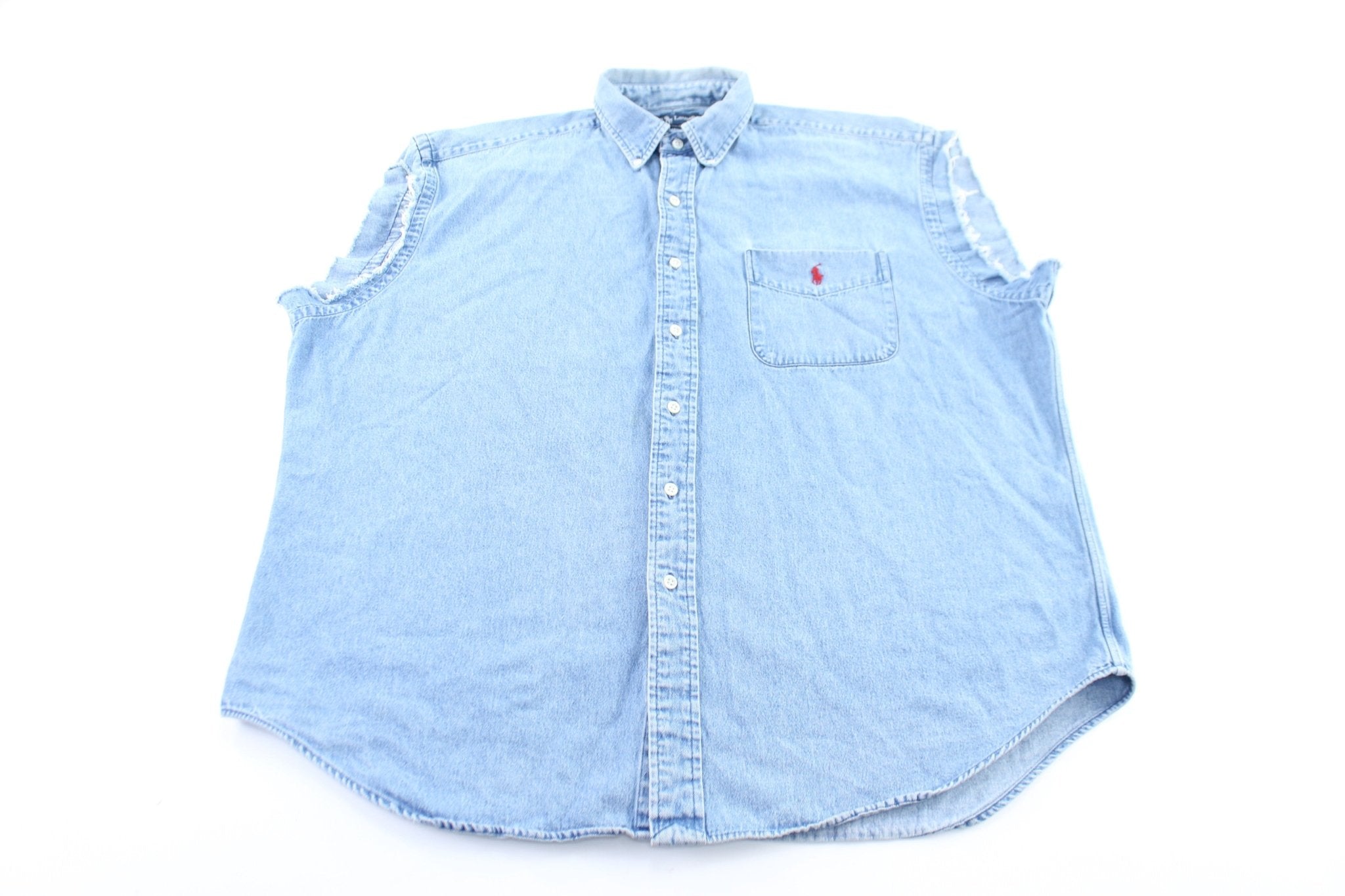 Polo by Ralph Lauren Embroidered Denim Tank Top - ThriftedThreads.com