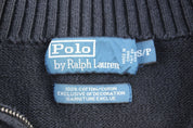 Polo by Ralph Lauren Embroidered Logo Black Quarter Zip Sweater - ThriftedThreads.com