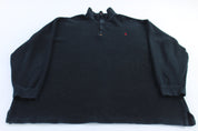 Polo by Ralph Lauren Embroidered Logo Black Quarter Zip Sweater - ThriftedThreads.com