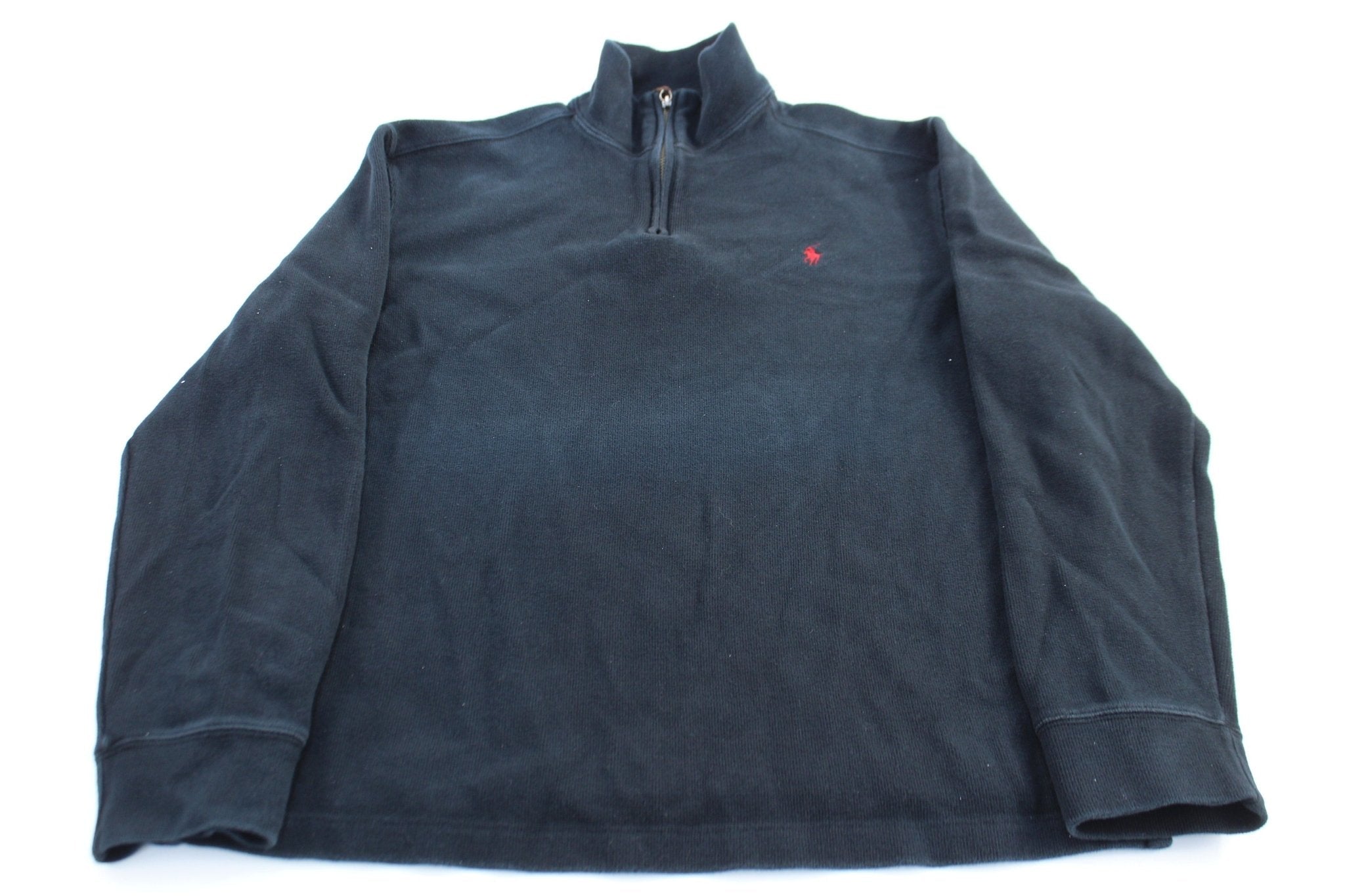 Polo by Ralph Lauren Embroidered Logo Black Quarter Zip Sweater - Sweater - Thrifted Threads