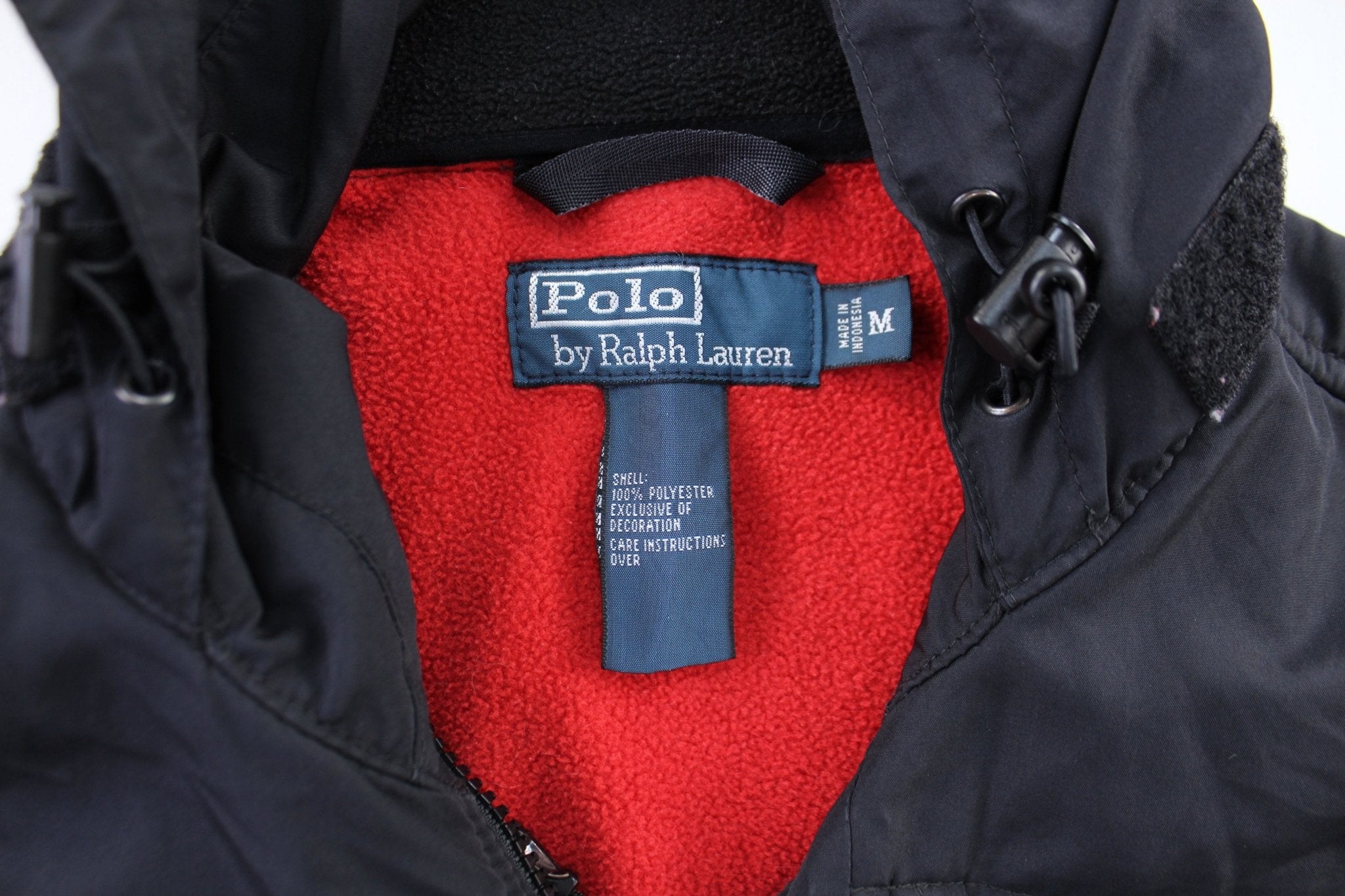 Polo by Ralph Lauren Embroidered Logo Black & Red Zip Up Jacket - ThriftedThreads.com