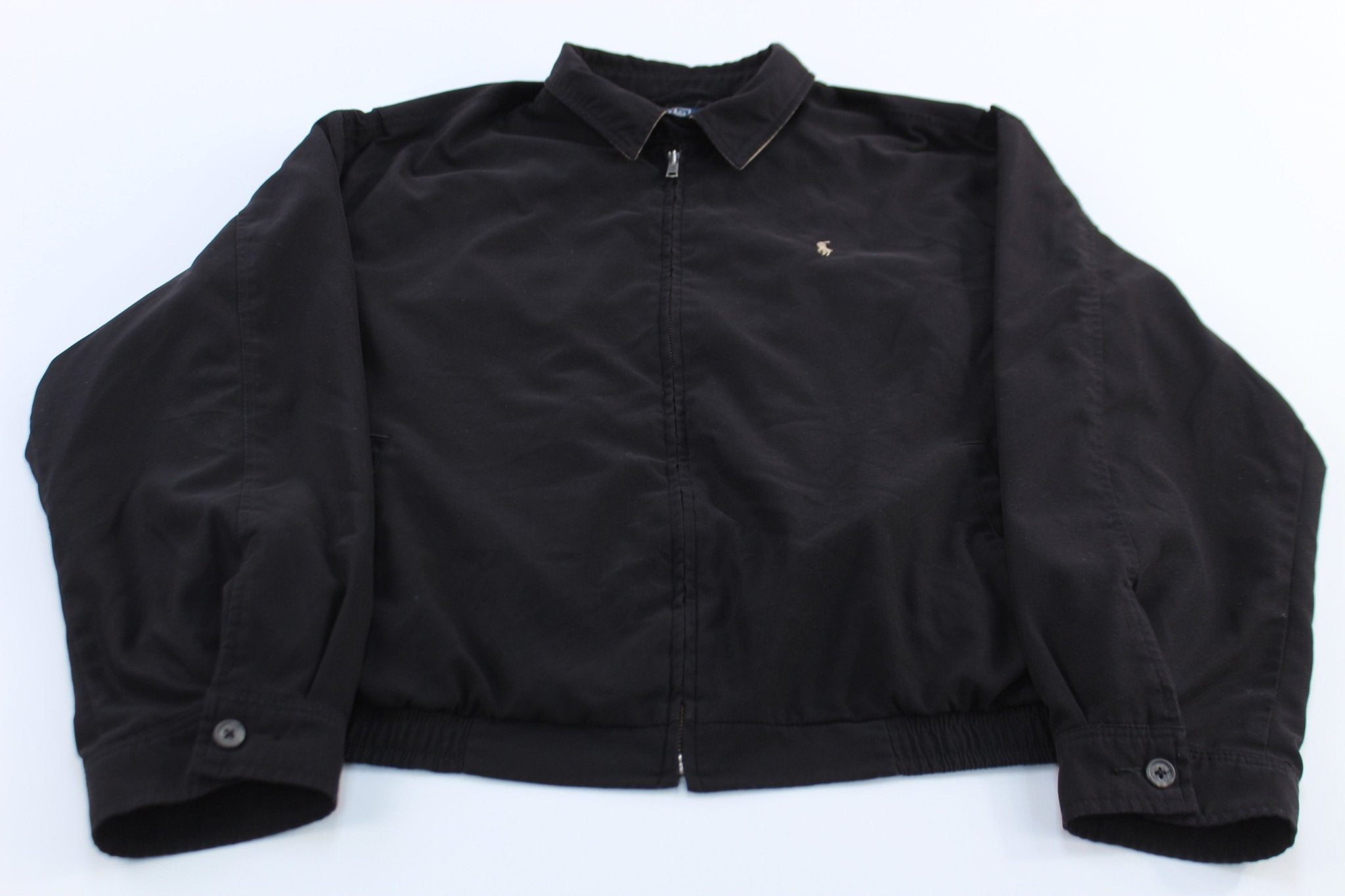 Polo by Ralph Lauren Embroidered Logo Black Zip Up Jacket - ThriftedThreads.com