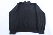 Polo by Ralph Lauren Embroidered Logo Black Zip Up Sweater - Sweater - Thrifted Threads