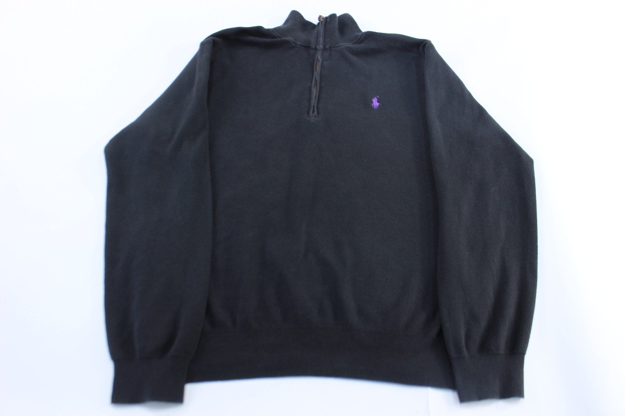 Polo by Ralph Lauren Embroidered Logo Black Zip Up Sweater - Sweater - Thrifted Threads