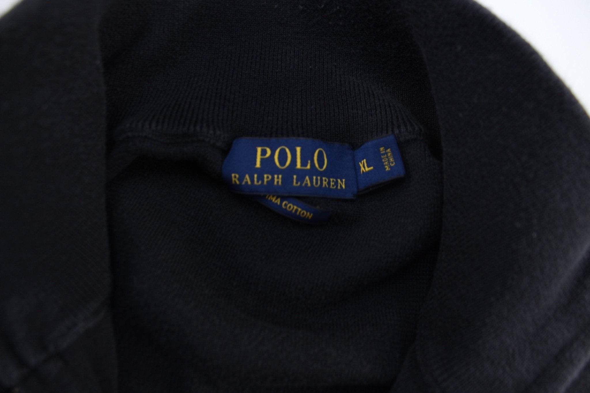 Polo by Ralph Lauren Embroidered Logo Black Zip Up Sweater - Sweater - Thrifted Threads