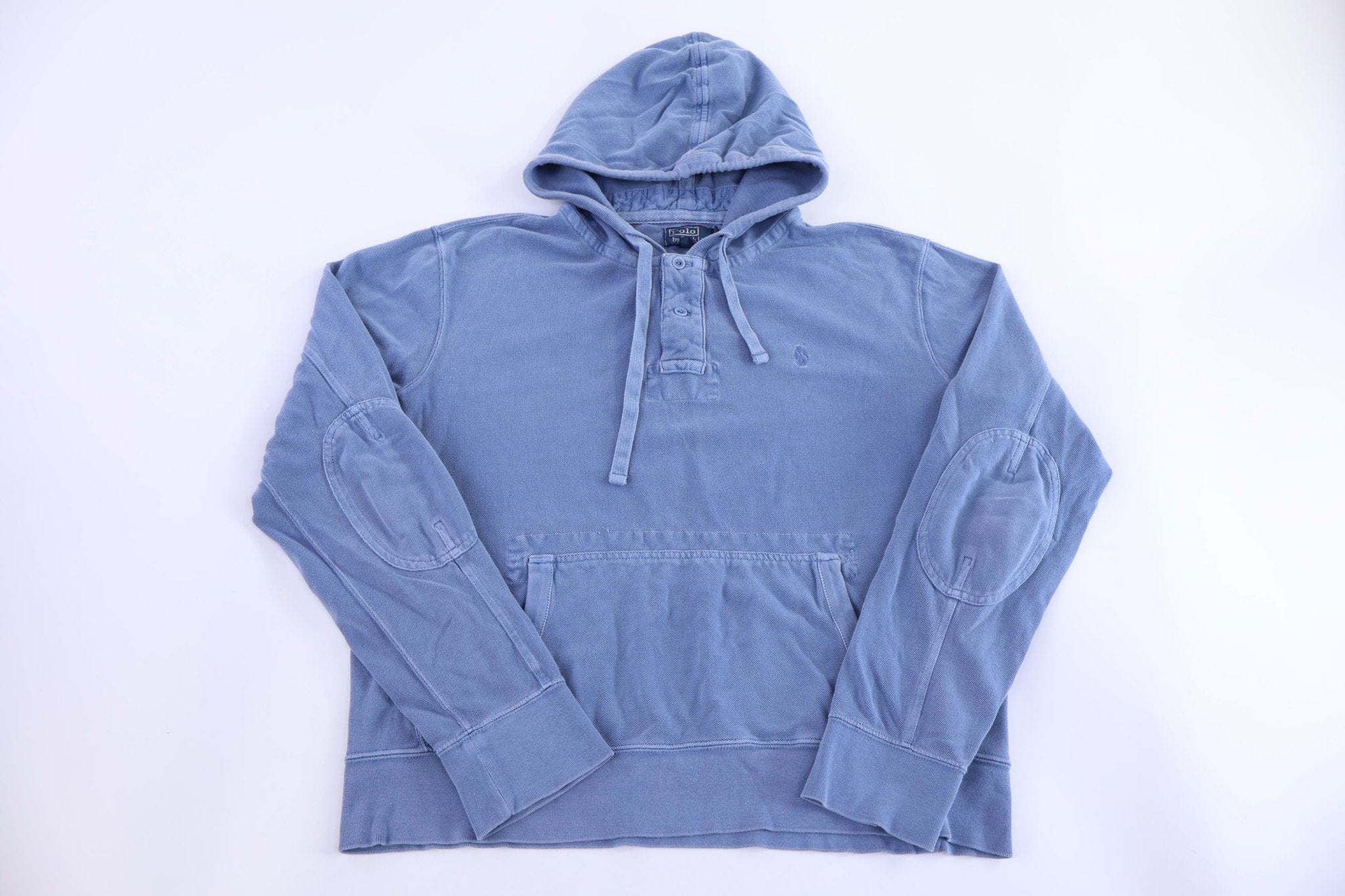 Polo by Ralph Lauren Embroidered Logo Blue Hooded Pullover - Sweater - Thrifted Threads