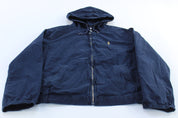 Polo by Ralph Lauren Embroidered Logo Blue Hooded Zip Up Jacket - ThriftedThreads.com