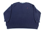 Polo by Ralph Lauren Embroidered Logo Blue Knit Sweater - Sweater - Thrifted Threads