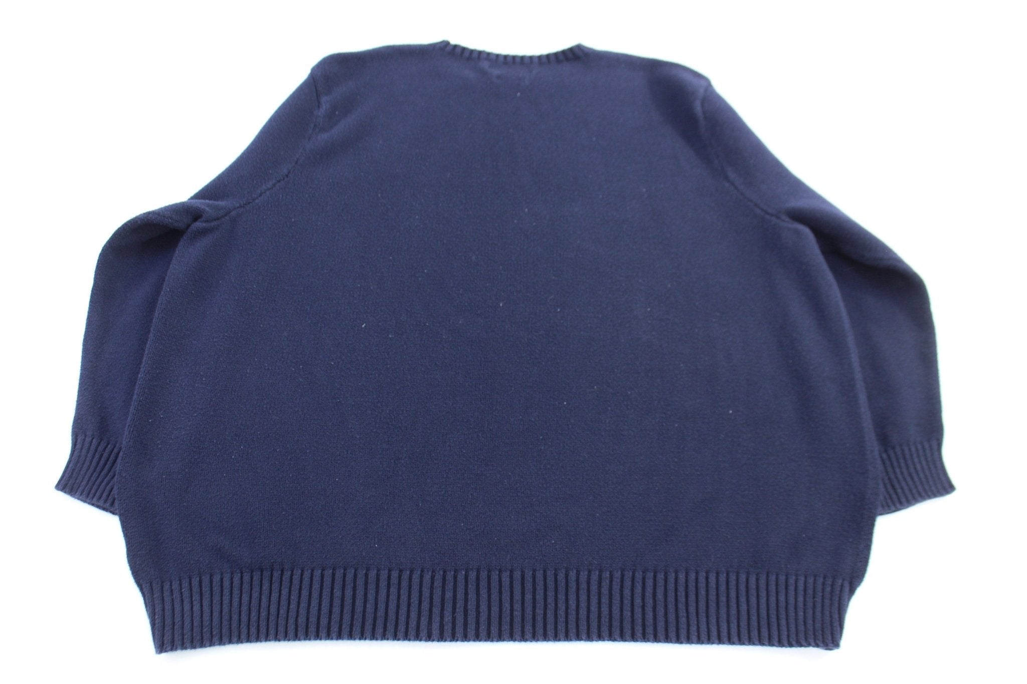 Polo by Ralph Lauren Embroidered Logo Blue Knit Sweater - Sweater - Thrifted Threads