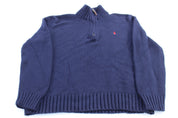 Polo by Ralph Lauren Embroidered Logo Blue Pullover Sweater - Sweater - Thrifted Threads