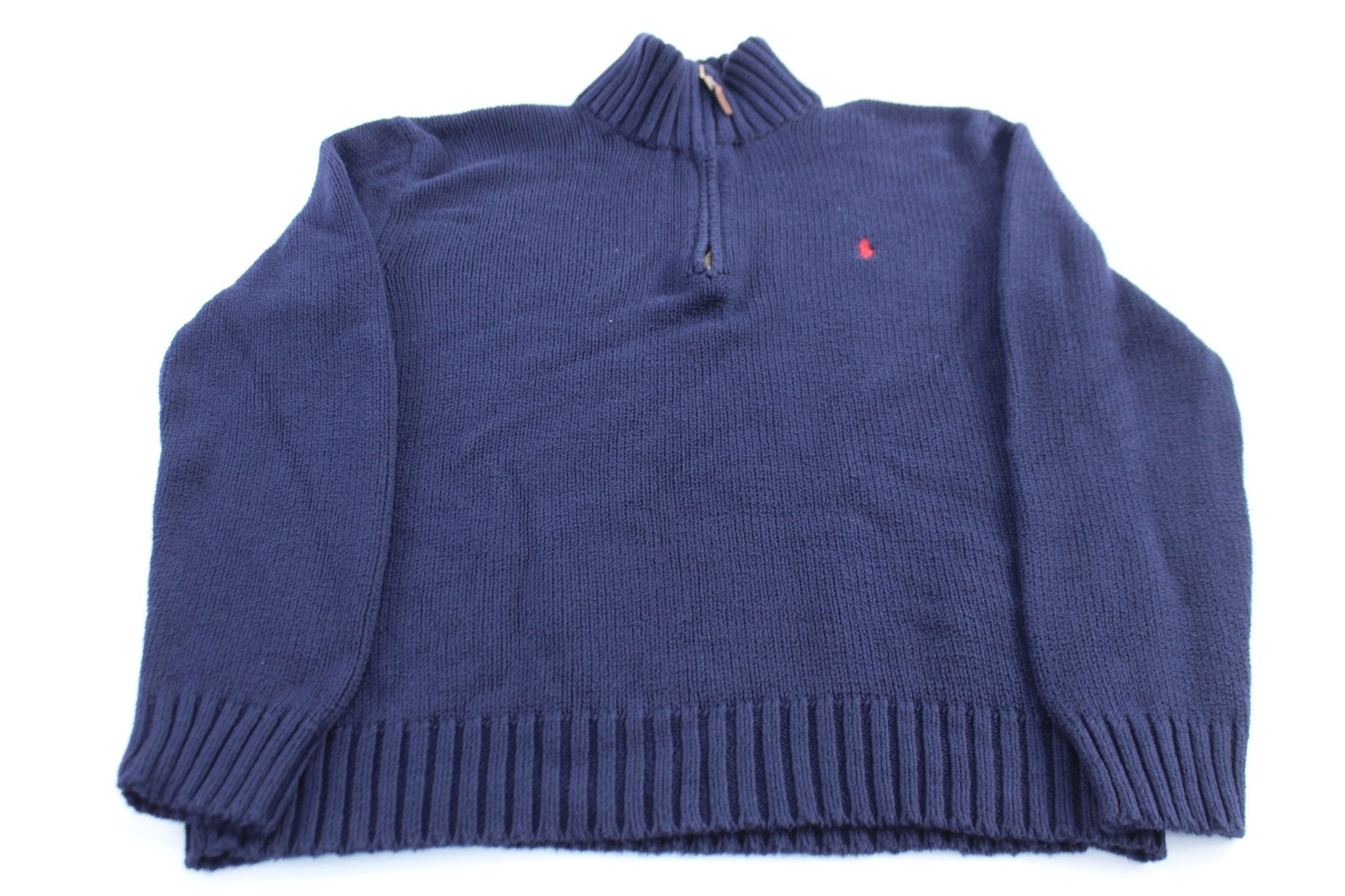 Polo by Ralph Lauren Embroidered Logo Blue Pullover Sweater - Sweater - Thrifted Threads