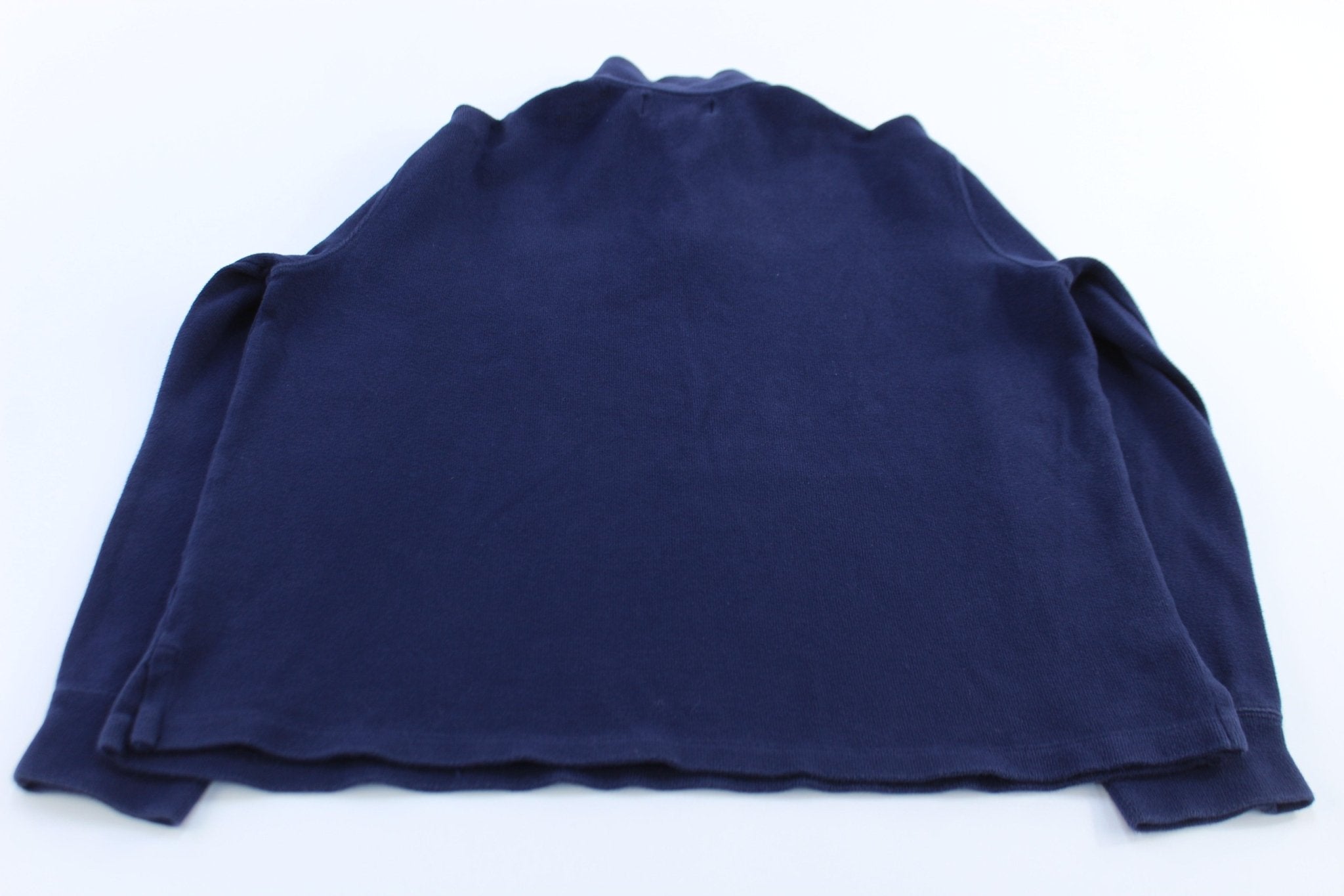Polo by Ralph Lauren Embroidered Logo Blue Quarter Zip Sweater - ThriftedThreads.com