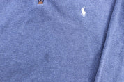 Polo by Ralph Lauren Embroidered Logo Blue Quarter Zip Sweater - ThriftedThreads.com