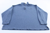 Polo by Ralph Lauren Embroidered Logo Blue Quarter Zip Sweater - ThriftedThreads.com