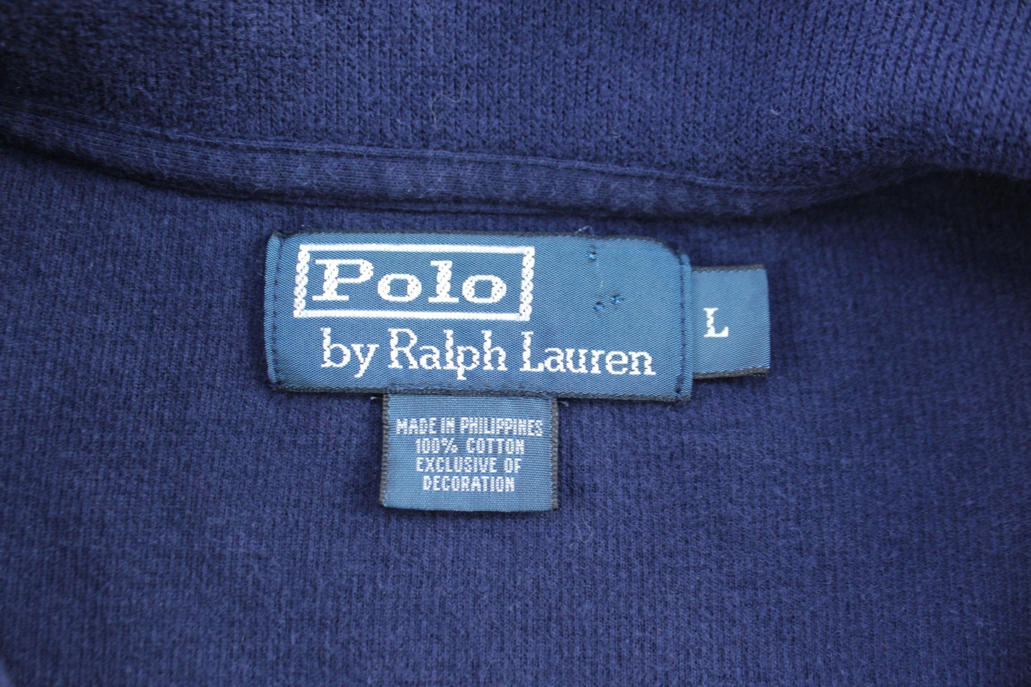 Polo by Ralph Lauren Embroidered Logo Blue Quarter Zip Sweater - ThriftedThreads.com