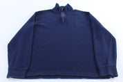 Polo by Ralph Lauren Embroidered Logo Blue Quarter Zip Sweater - ThriftedThreads.com
