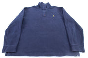 Polo by Ralph Lauren Embroidered Logo Blue Quarter Zip Sweater - Sweater - Thrifted Threads