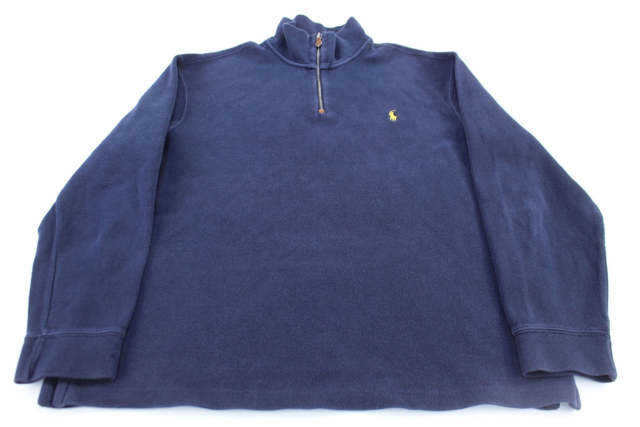 Polo by Ralph Lauren Embroidered Logo Blue Quarter Zip Sweater - Sweater - Thrifted Threads