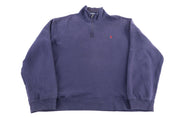 Polo by Ralph Lauren Embroidered Logo Blue Quarter Zip Sweater - Sweater - Thrifted Threads