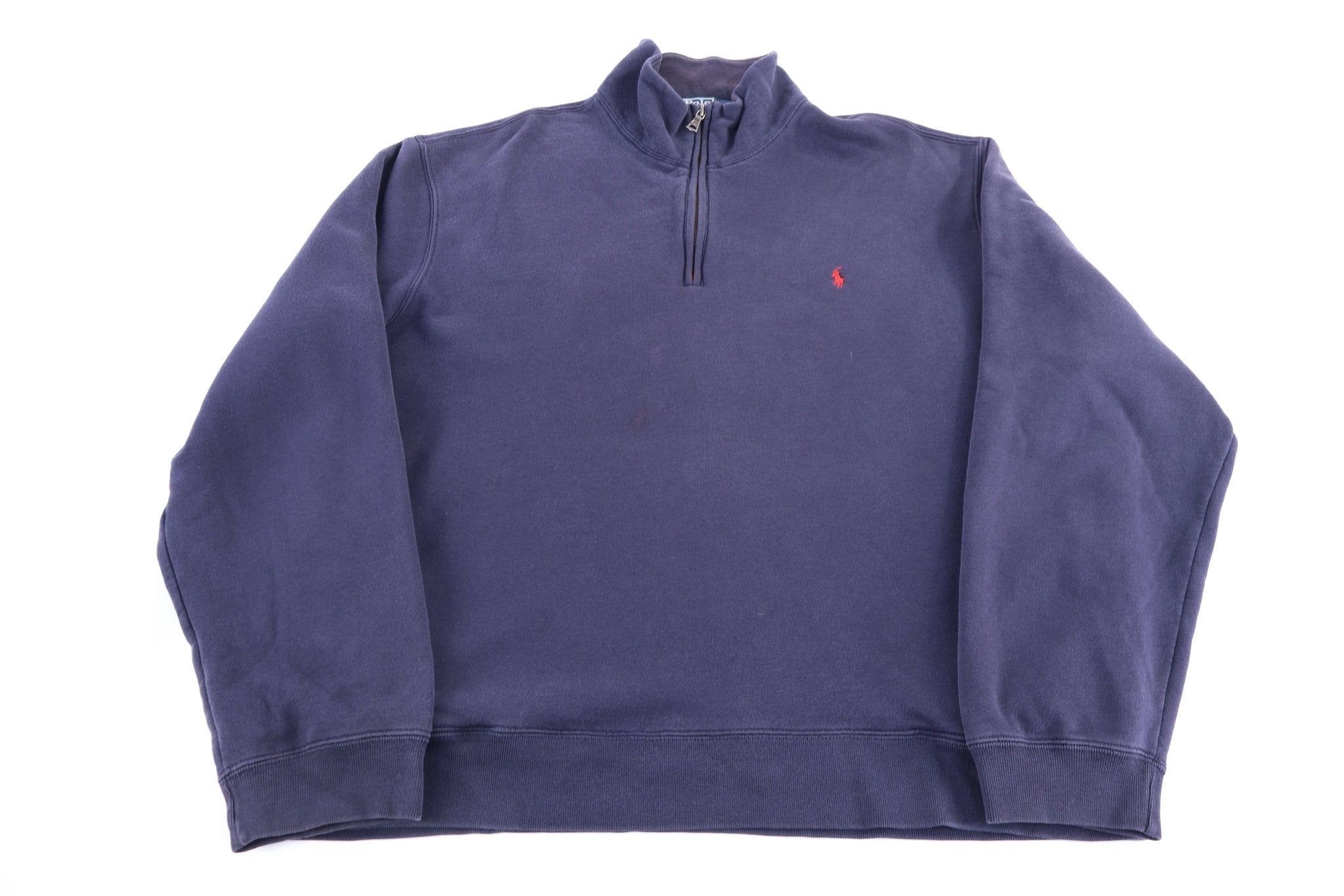 Polo by Ralph Lauren Embroidered Logo Blue Quarter Zip Sweater - Sweater - Thrifted Threads
