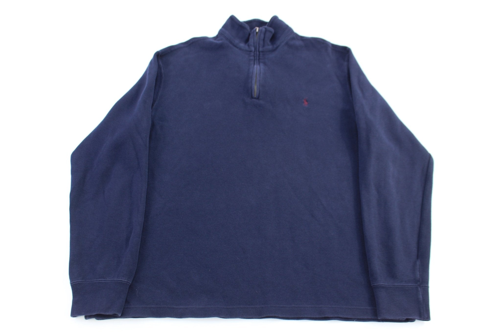 Polo by Ralph Lauren Embroidered Logo Blue Quarter Zip Sweater - Sweater - Thrifted Threads