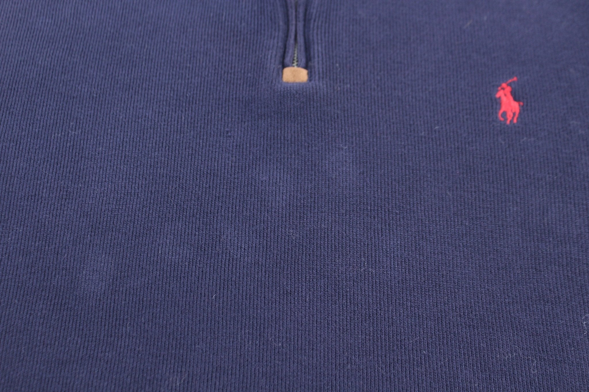 Polo by Ralph Lauren Embroidered Logo Blue Quarter Zip Sweater - Sweater - Thrifted Threads