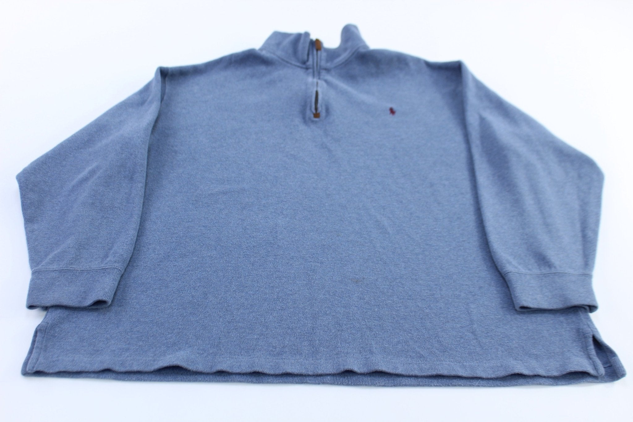 Polo by Ralph Lauren Embroidered Logo Blue Quarter Zip Sweater - Sweater - Thrifted Threads