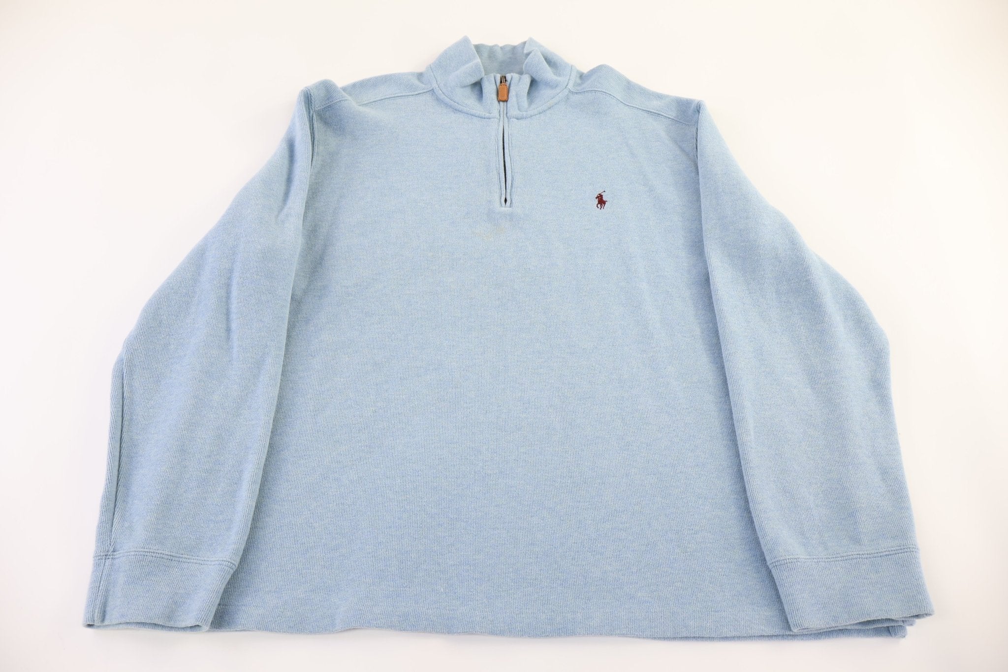 Polo by Ralph Lauren Embroidered Logo Blue Quarter Zip Sweater - Sweater - Thrifted Threads