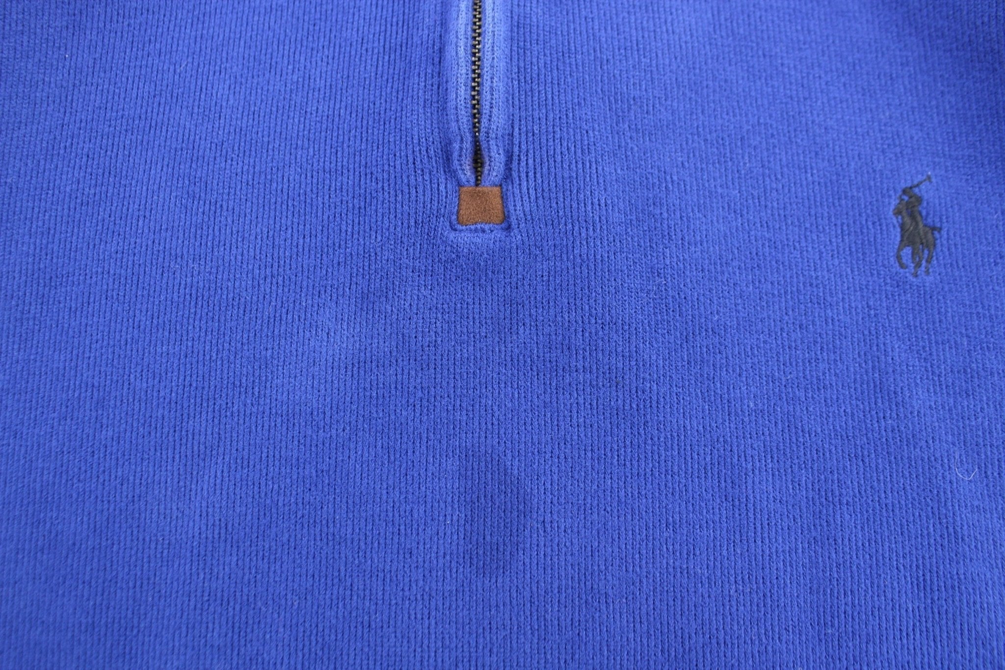 Polo by Ralph Lauren Embroidered Logo Blue Quarter Zip Sweater - Sweater - Thrifted Threads