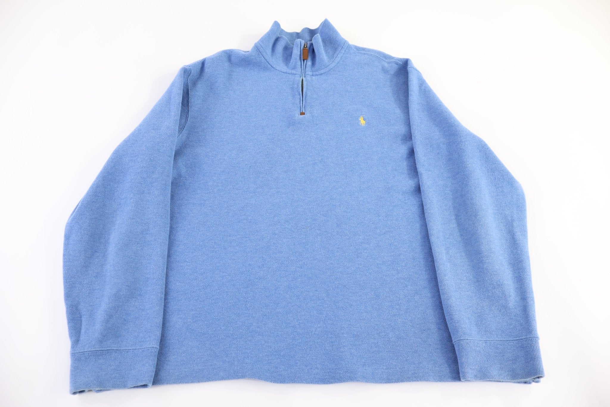 Polo by Ralph Lauren Embroidered Logo Blue Quarter Zip Sweater - Sweater - Thrifted Threads