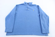 Polo by Ralph Lauren Embroidered Logo Blue Quarter Zip Sweater - Sweater - Thrifted Threads