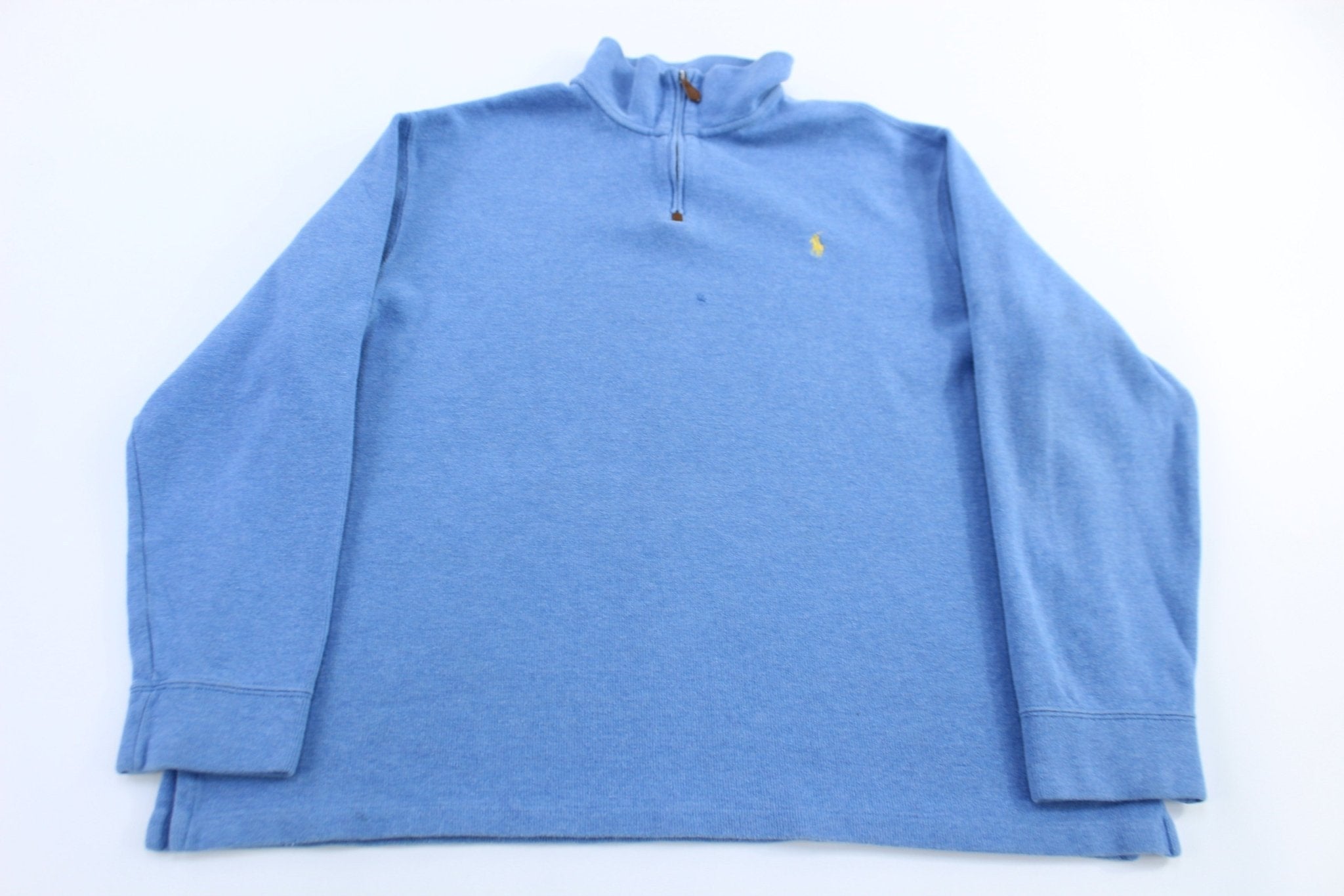 Polo by Ralph Lauren Embroidered Logo Blue Quarter Zip Sweater - Sweater - Thrifted Threads