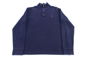 Polo by Ralph Lauren Embroidered Logo Blue Quarter Zip Sweater - Sweater - Thrifted Threads