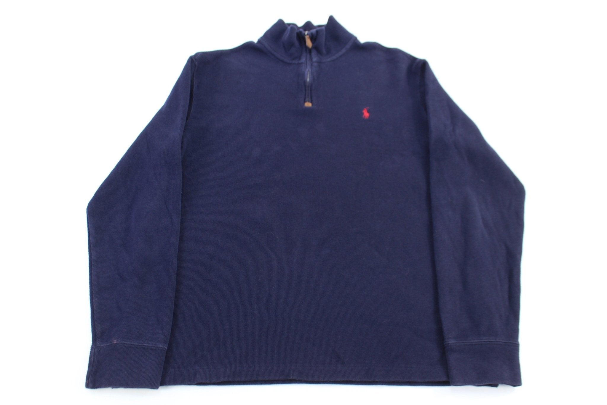 Polo by Ralph Lauren Embroidered Logo Blue Quarter Zip Sweater - Sweater - Thrifted Threads