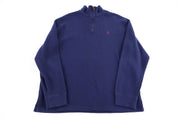 Polo by Ralph Lauren Embroidered Logo Blue Quarter Zip Sweater - Sweater - Thrifted Threads