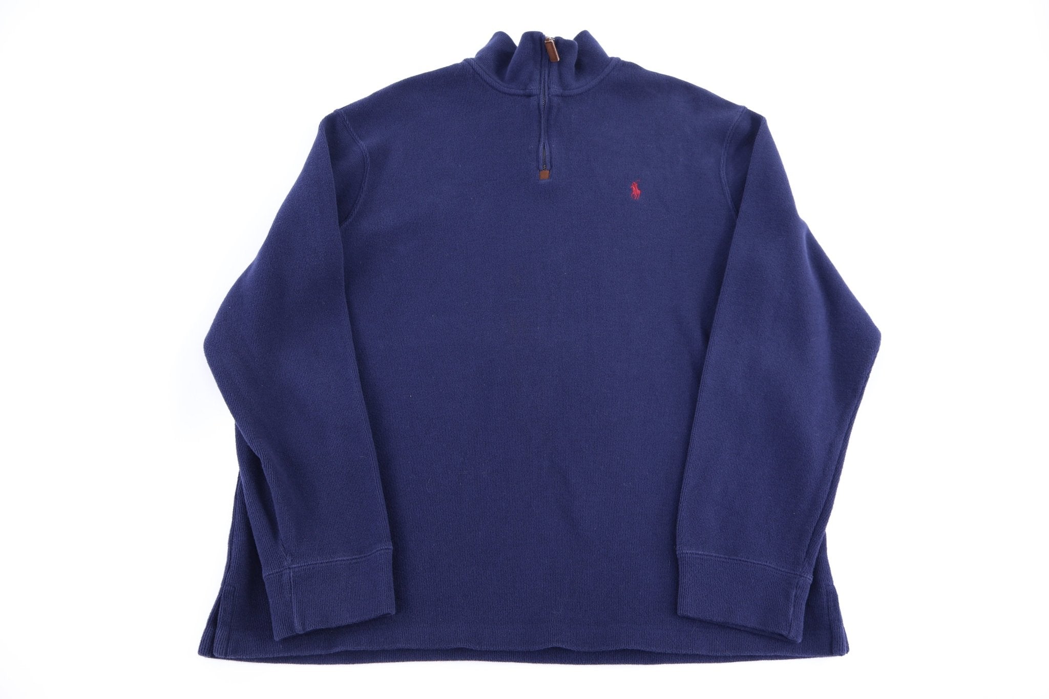Polo by Ralph Lauren Embroidered Logo Blue Quarter Zip Sweater - Sweater - Thrifted Threads