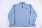 Polo by Ralph Lauren Embroidered Logo Blue Quarter Zip Sweater - Sweater - Thrifted Threads