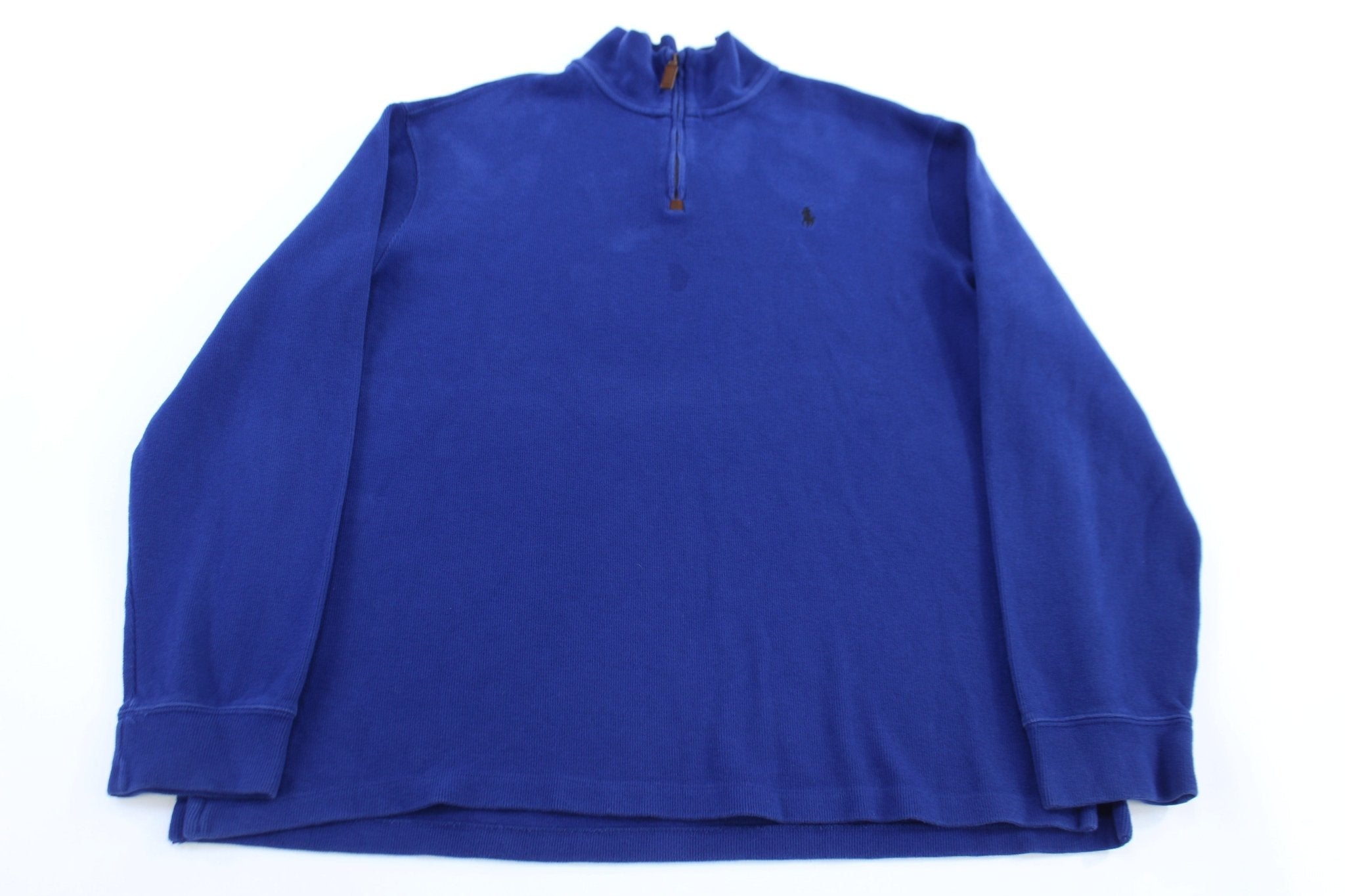 Polo by Ralph Lauren Embroidered Logo Blue Quarter Zip Sweater - Sweater - Thrifted Threads