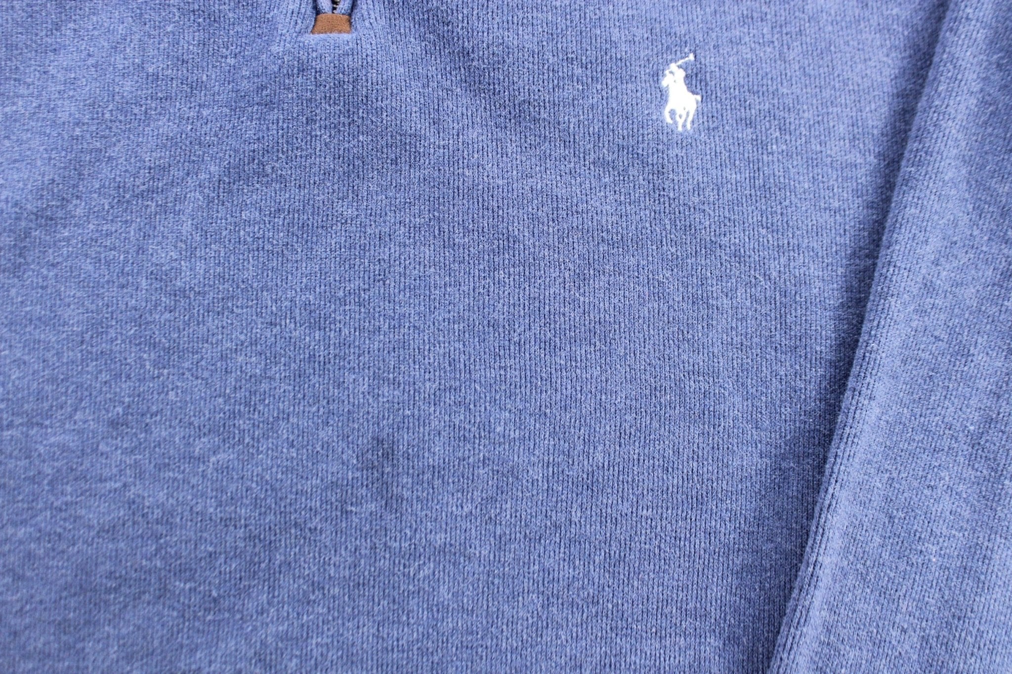 Polo by Ralph Lauren Embroidered Logo Blue Quarter Zip Sweater - Sweater - Thrifted Threads
