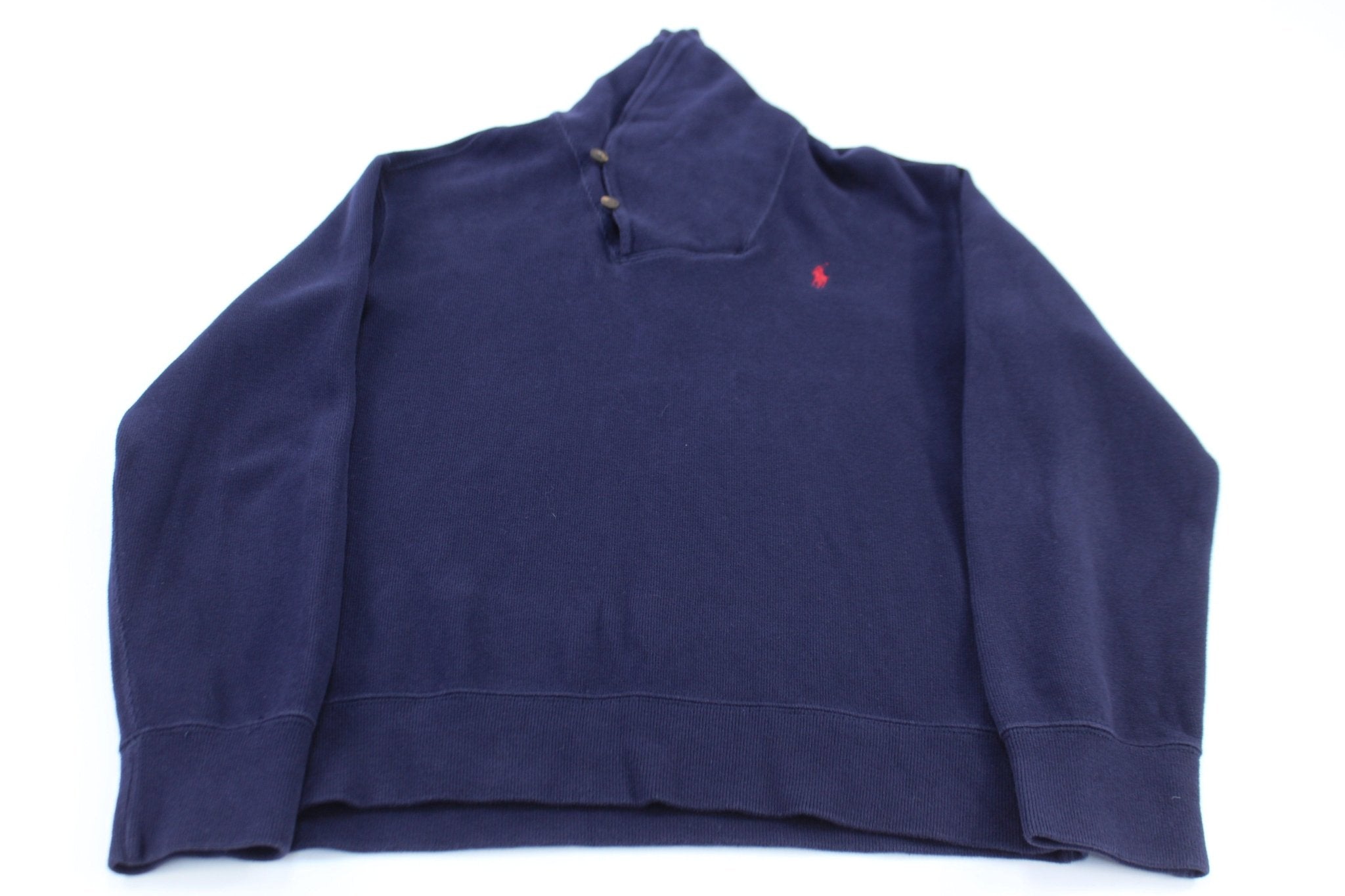 Polo by Ralph Lauren Embroidered Logo Blue Sweater - ThriftedThreads.com