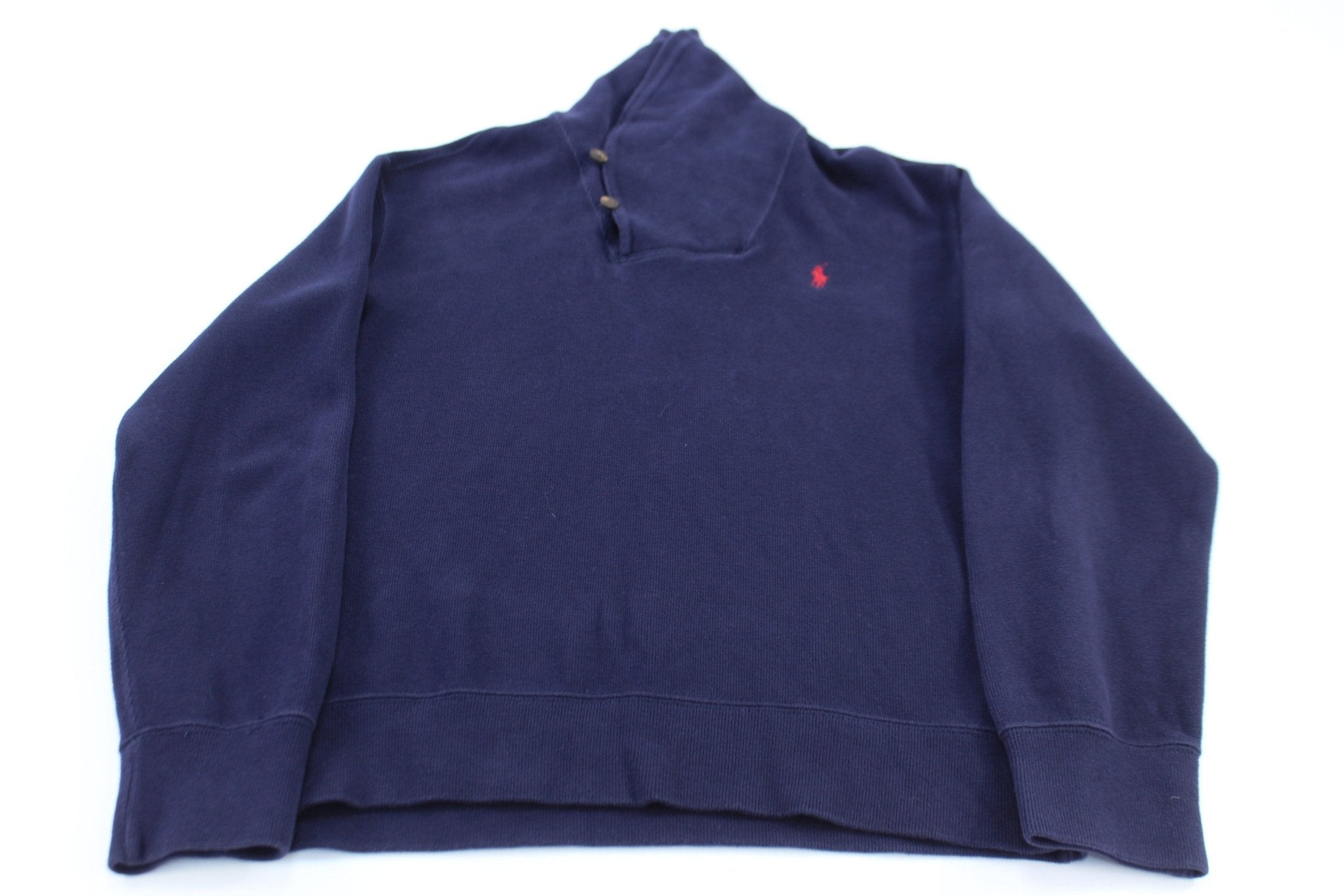 Polo by Ralph Lauren Embroidered Logo Blue Sweater - Sweater - Thrifted Threads